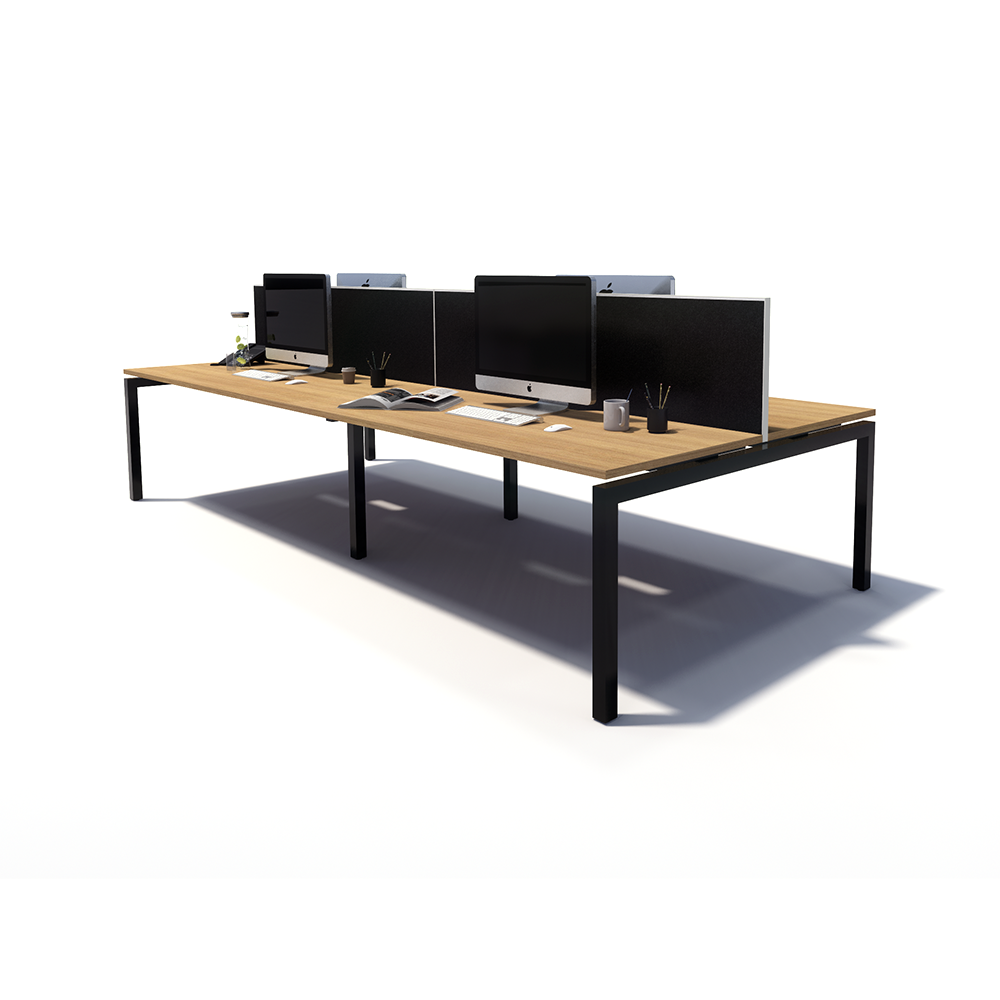 Gen Y 4 Person Back to Back Black Frame Workstation