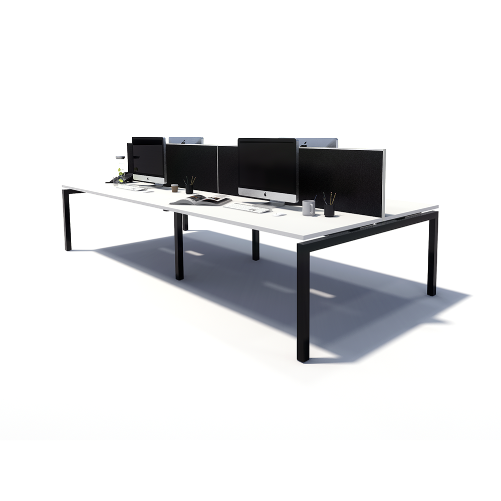 Gen Y 4 Person Back to Back Black Frame Workstation