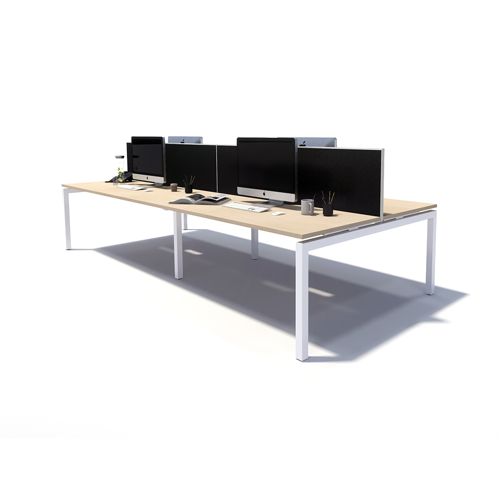 Gen Y 4 Person Back to Back White Frame Workstation