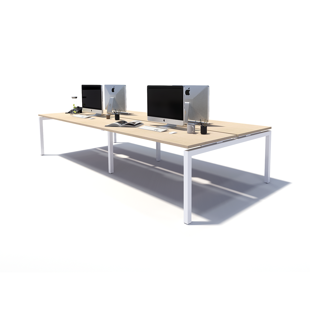 Gen Y 4 Person Back to Back White Frame Workstation