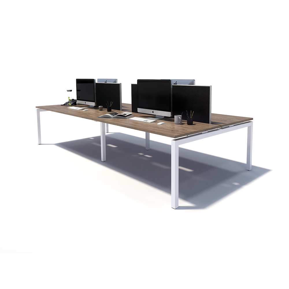 Gen Y 4 Person Back to Back White Frame Workstation