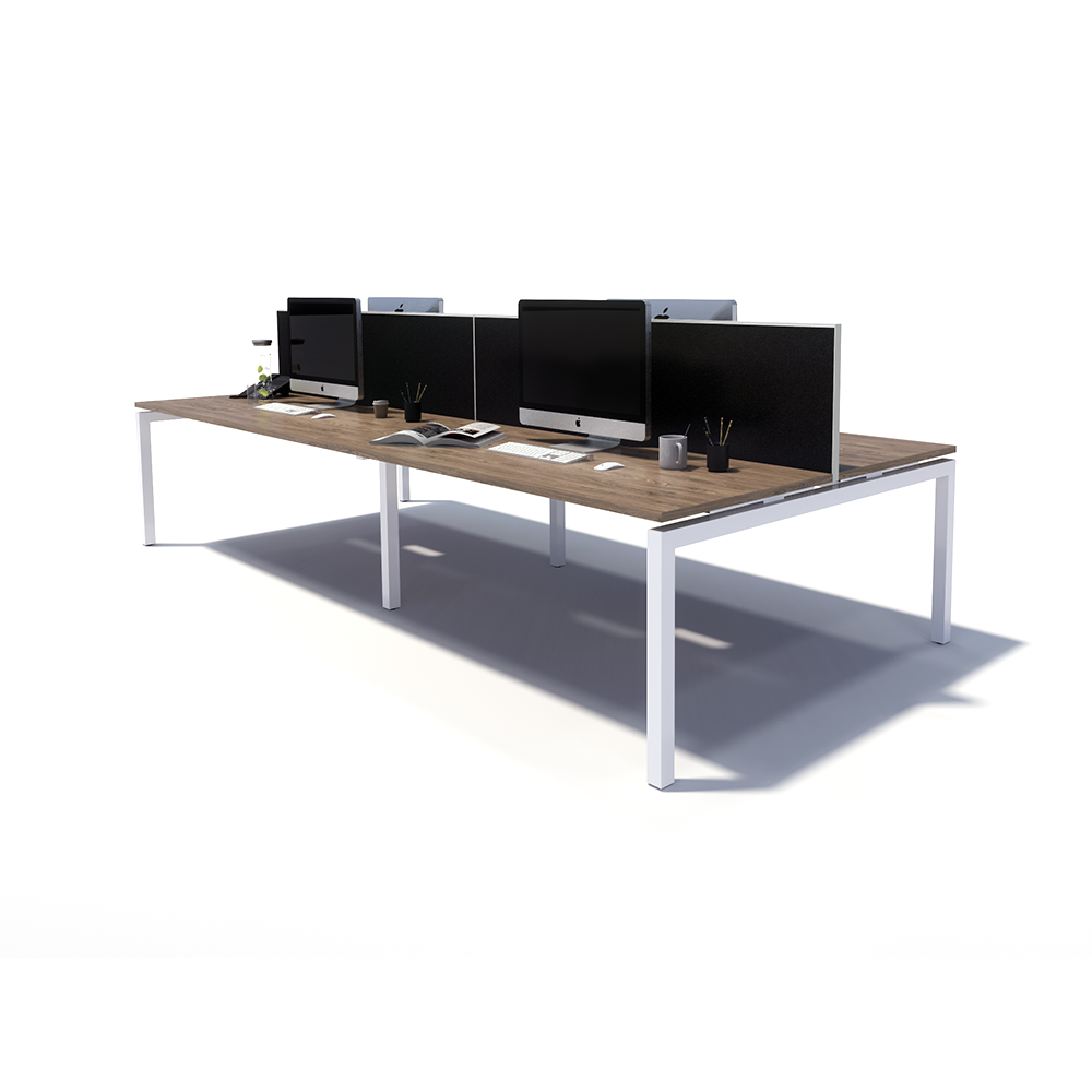 Gen Y 4 Person Back to Back White Frame Workstation