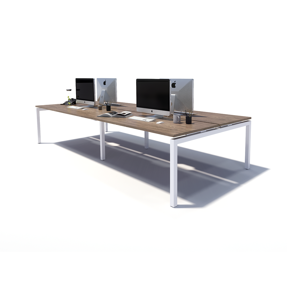 Gen Y 4 Person Back to Back White Frame Workstation
