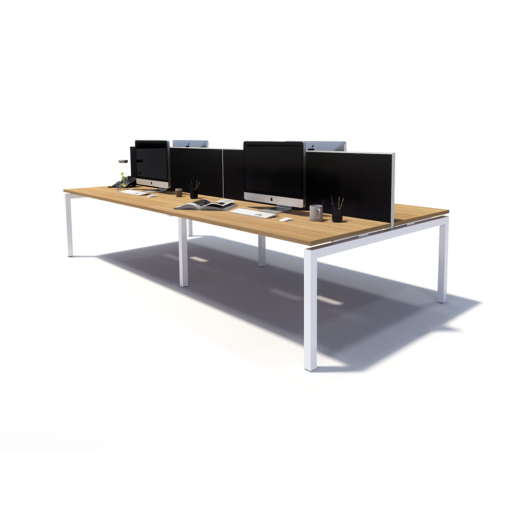 Gen Y 4 Person Back to Back White Frame Workstation