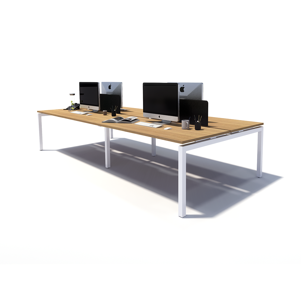 Gen Y 4 Person Back to Back White Frame Workstation