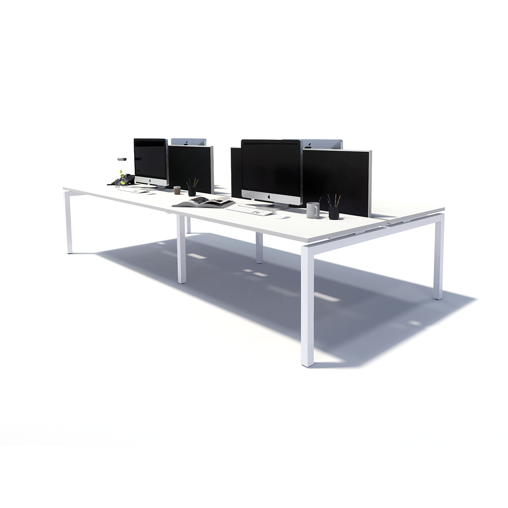 Gen Y 4 Person Back to Back White Frame Workstation