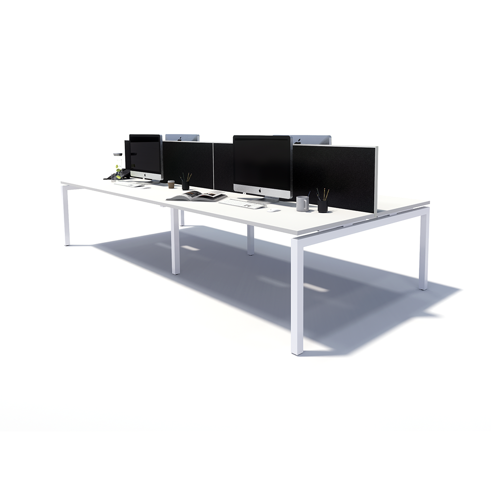 Gen Y 4 Person Back to Back White Frame Workstation