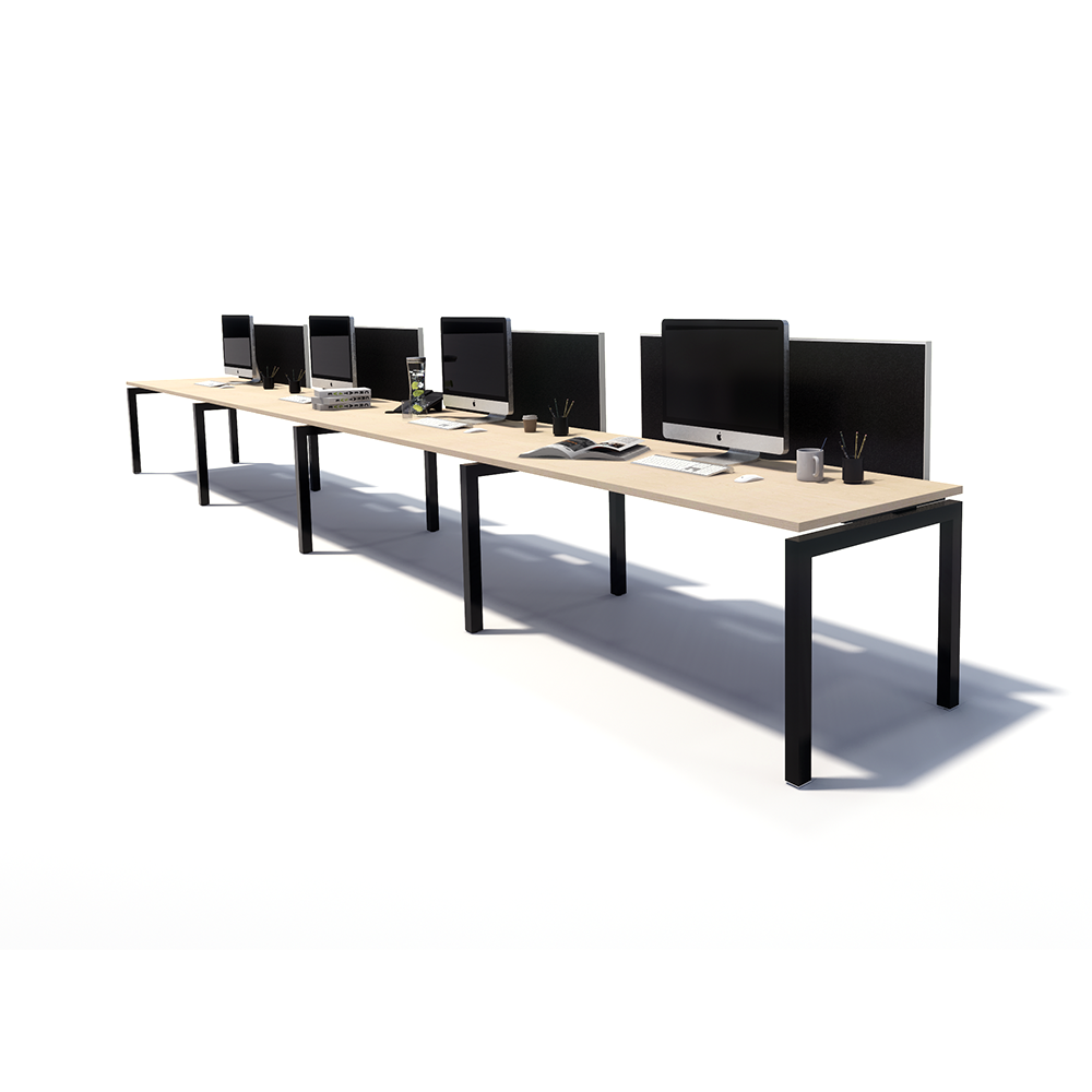 Gen Y 4 Person Side by Side Black Frame Workstation