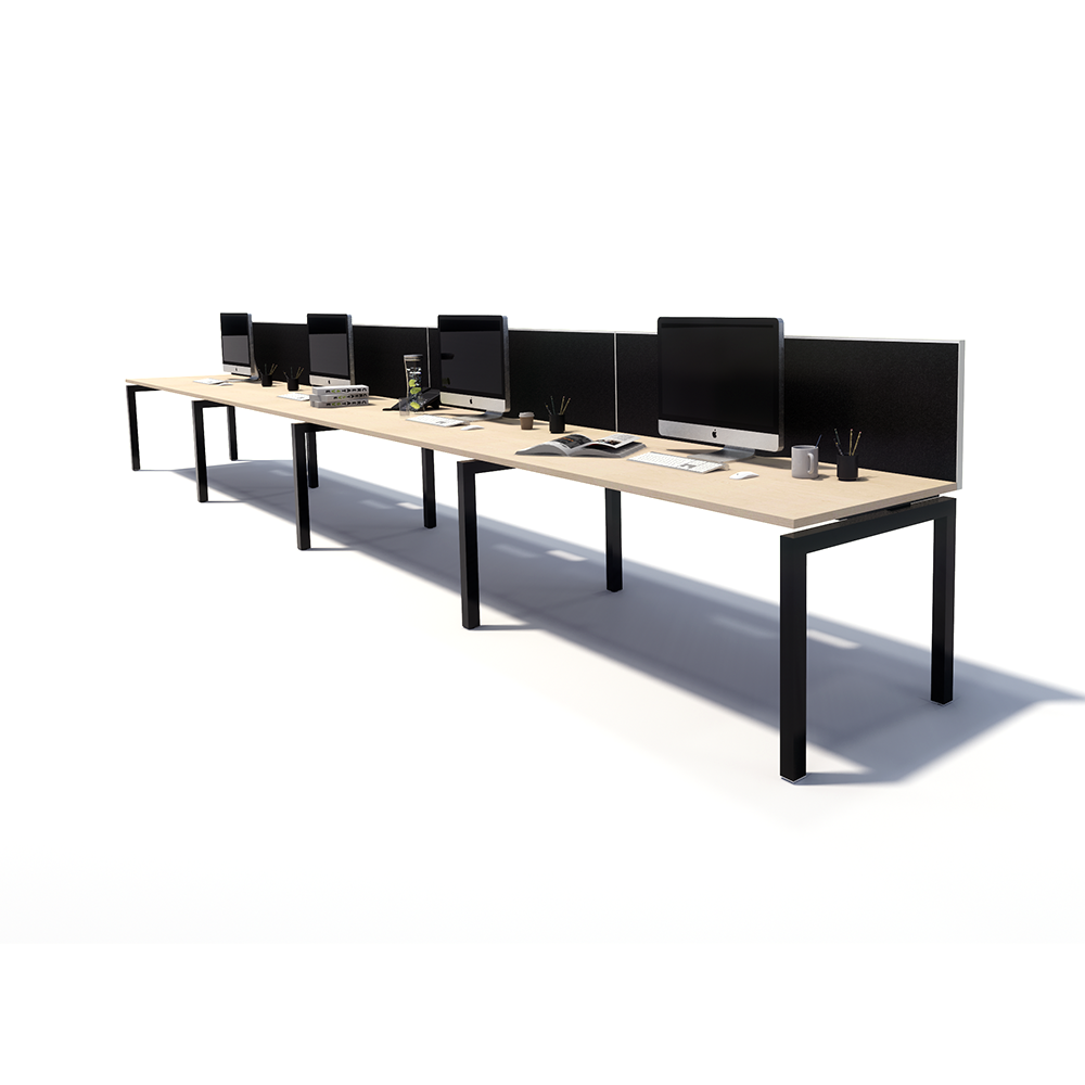 Gen Y 4 Person Side by Side Black Frame Workstation