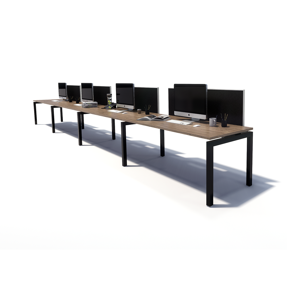 Gen Y 4 Person Side by Side Black Frame Workstation
