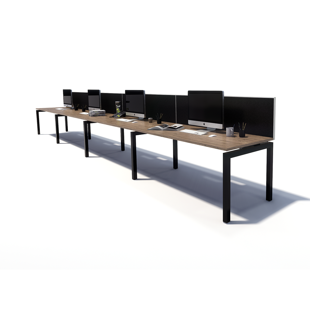 Gen Y 4 Person Side by Side Black Frame Workstation