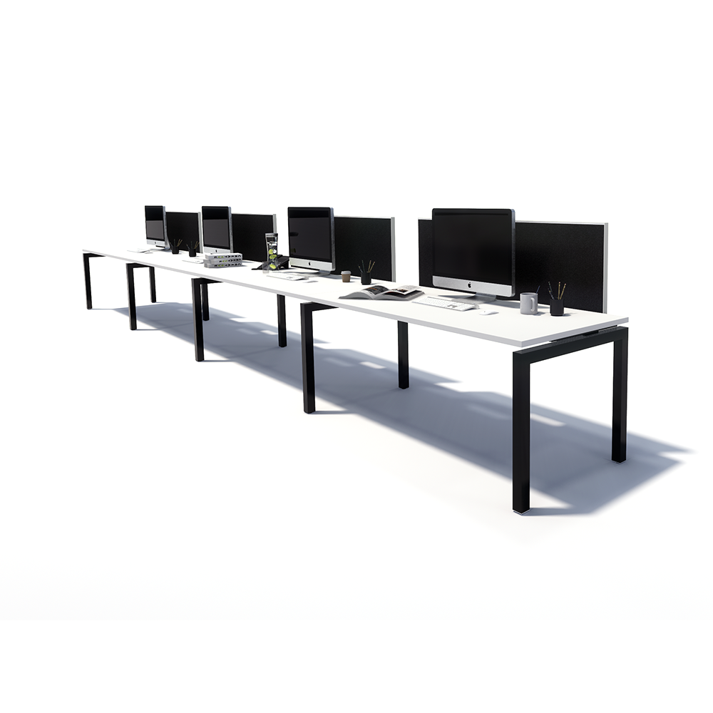 Gen Y 4 Person Side by Side Black Frame Workstation