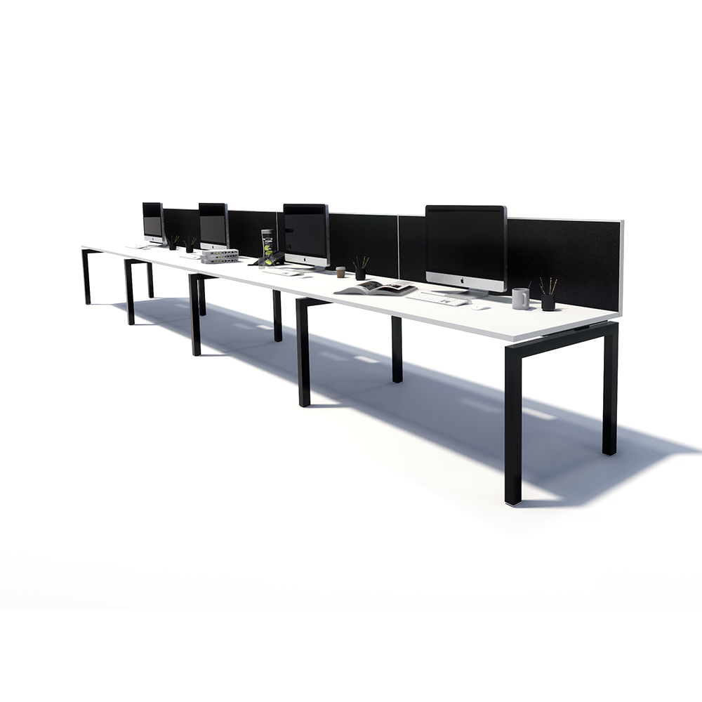Gen Y 4 Person Side by Side Black Frame Workstation