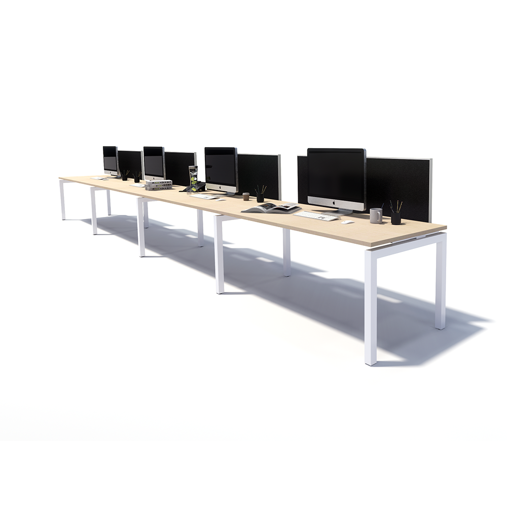 Gen Y 4 Person Side by Side White Frame Workstation