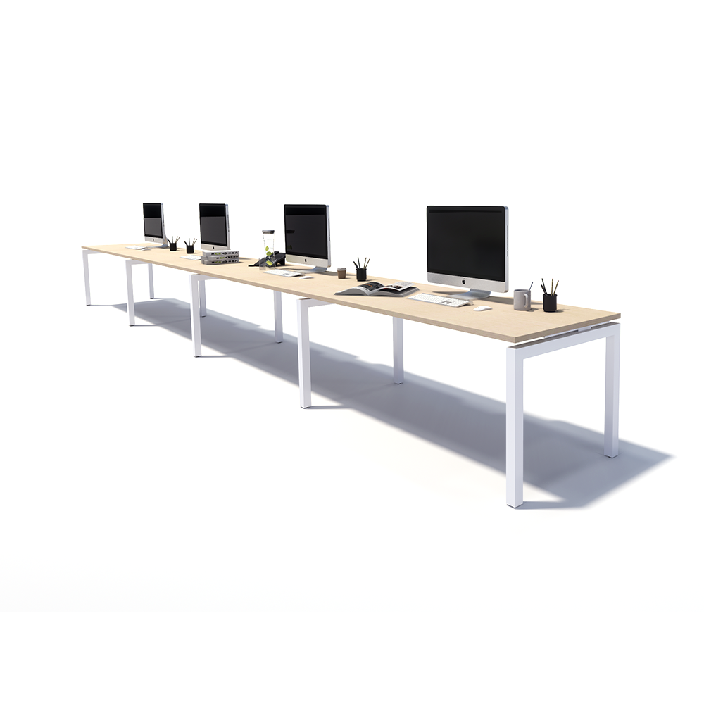 Gen Y 4 Person Side by Side White Frame Workstation