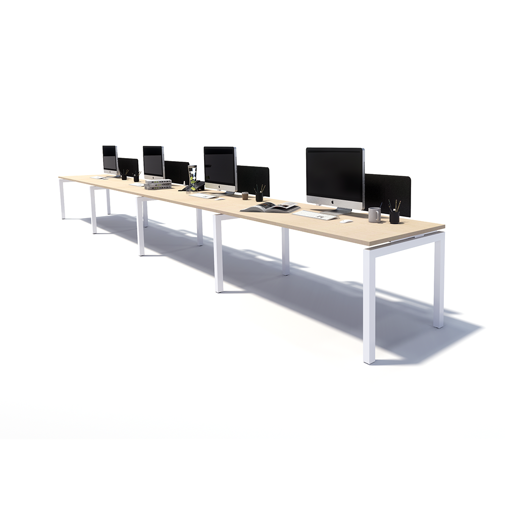 Gen Y 4 Person Side by Side White Frame Workstation