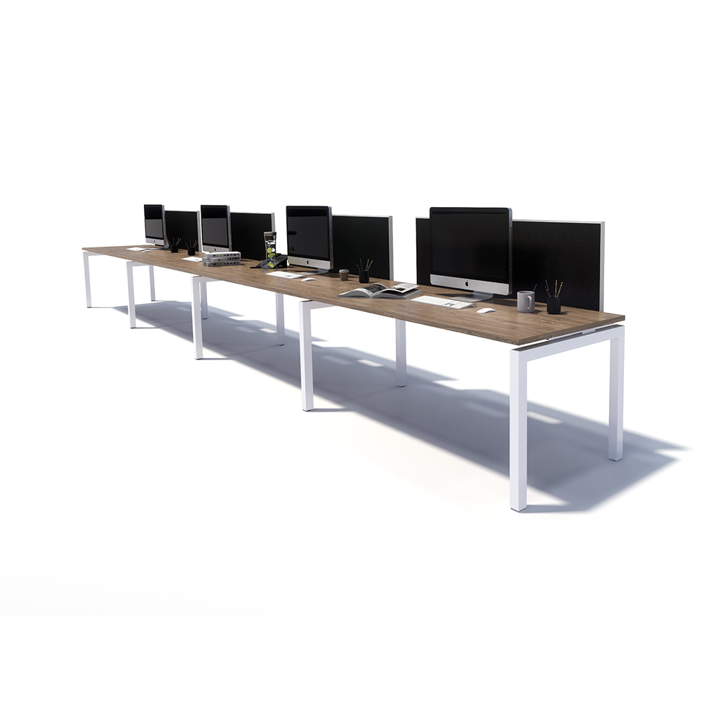 Gen Y 4 Person Side by Side White Frame Workstation