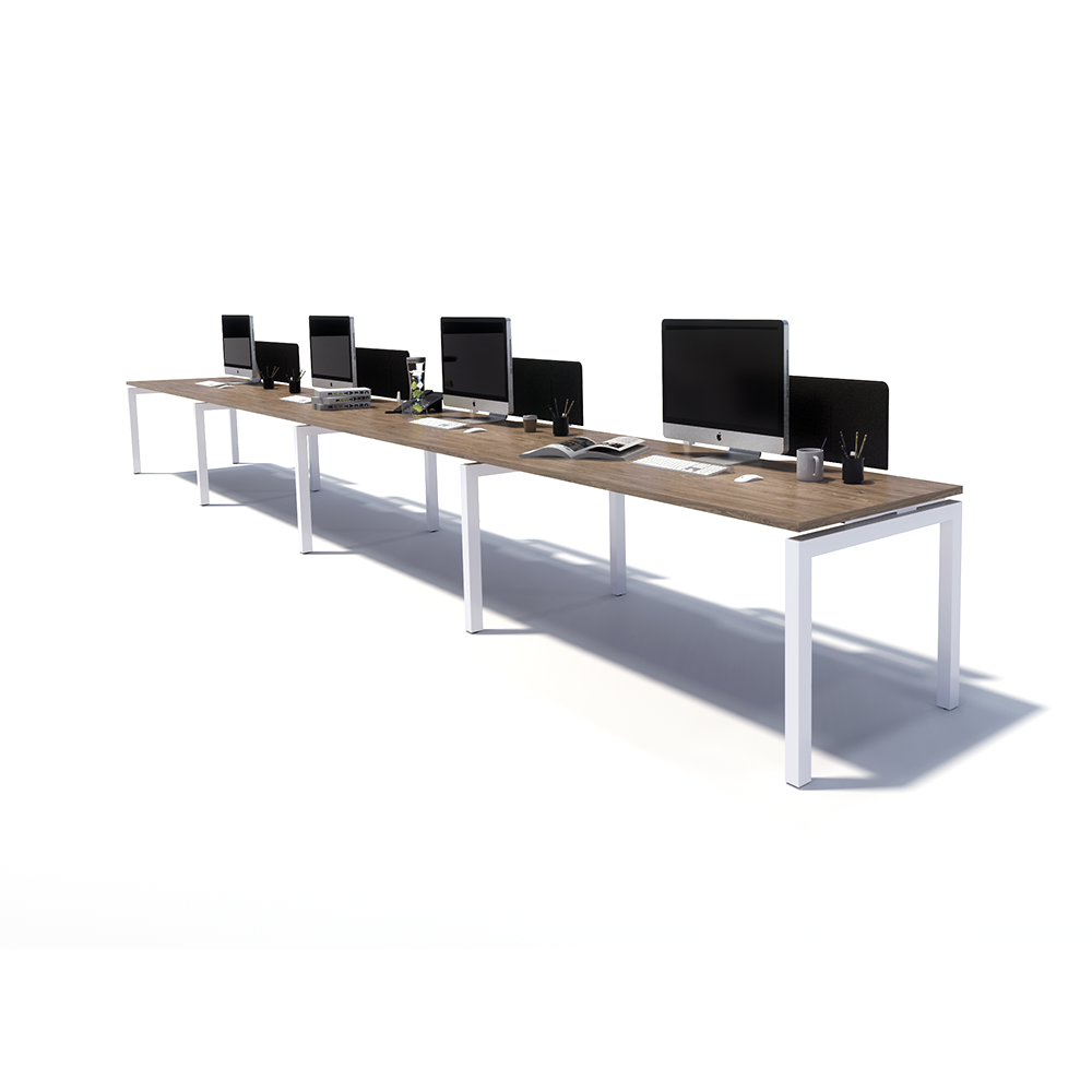 Gen Y 4 Person Side by Side White Frame Workstation