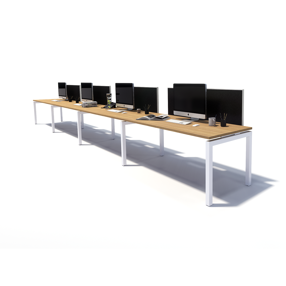 Gen Y 4 Person Side by Side White Frame Workstation
