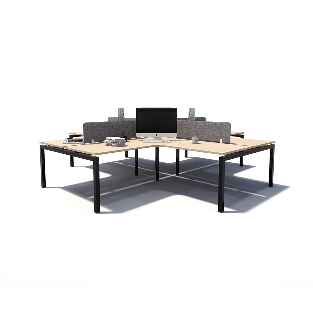 Gen Y 4-way 4 Person Black Frame Workstation