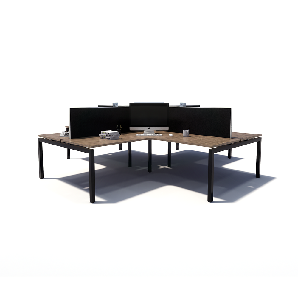 Gen Y 4-way 4 Person Black Frame Workstation