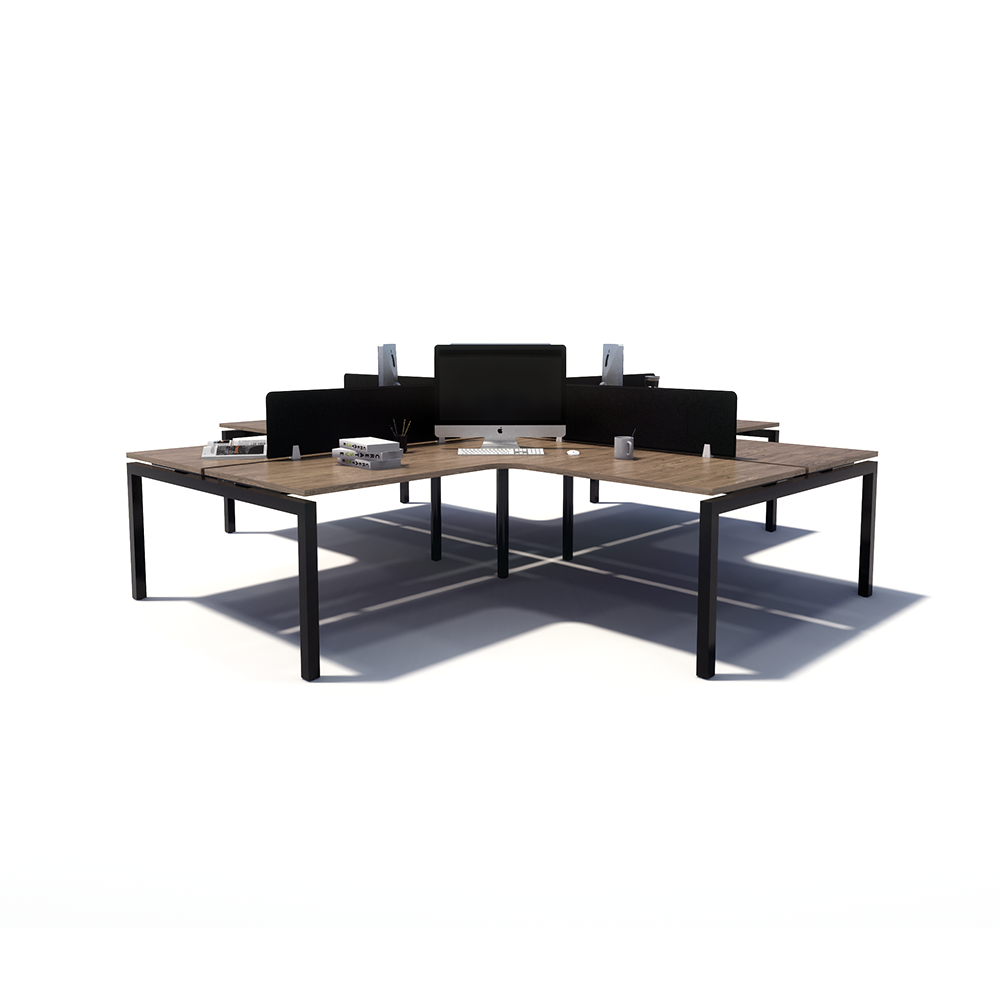 Gen Y 4-way 4 Person Black Frame Workstation