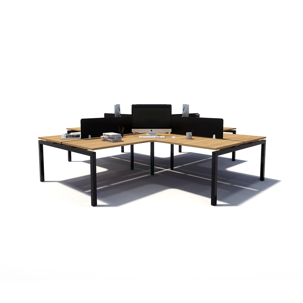 Gen Y 4-way 4 Person Black Frame Workstation