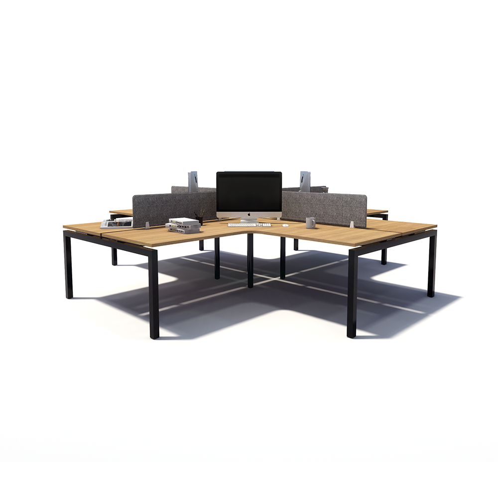 Gen Y 4-way 4 Person Black Frame Workstation