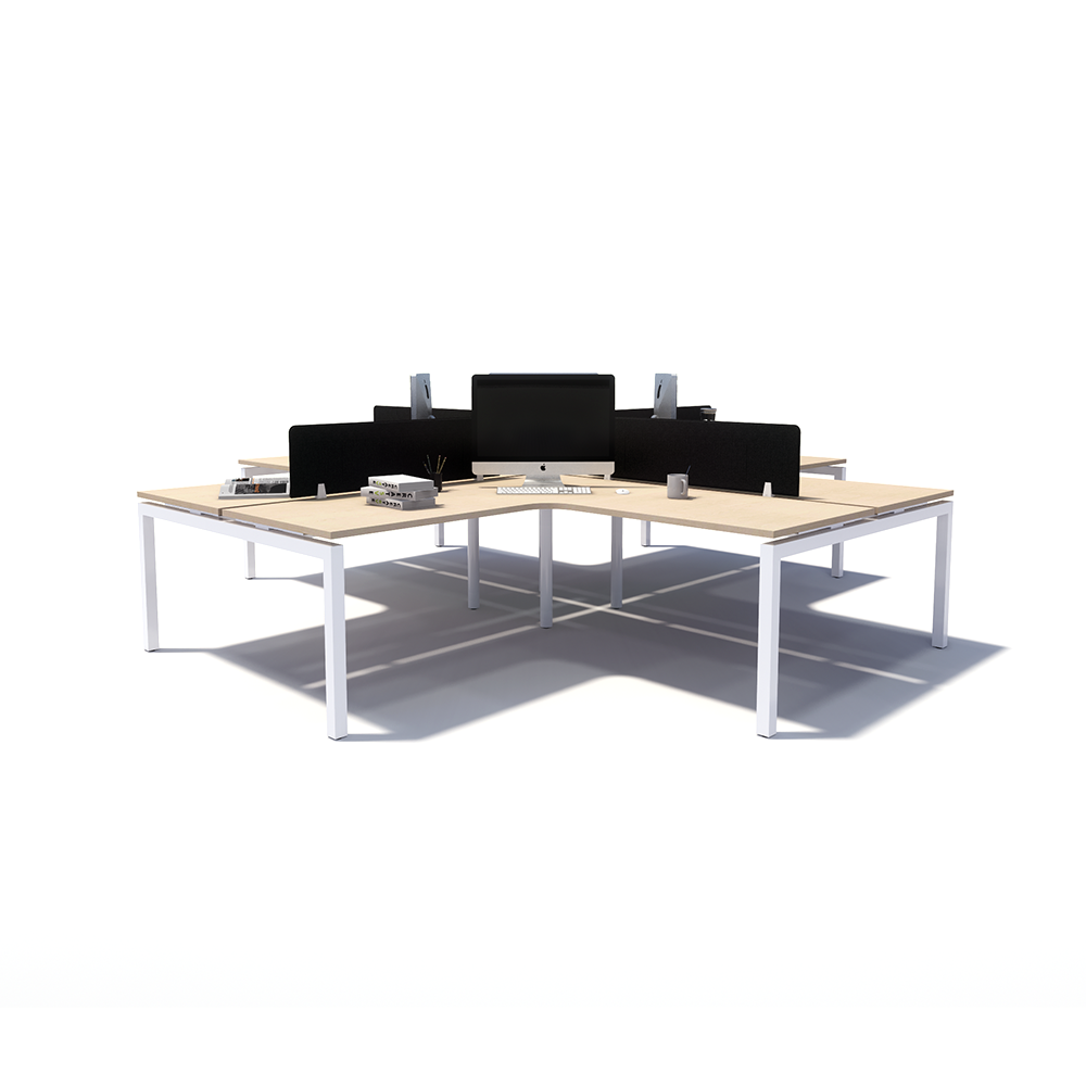Gen Y 4-way 4 Person White Frame Workstation