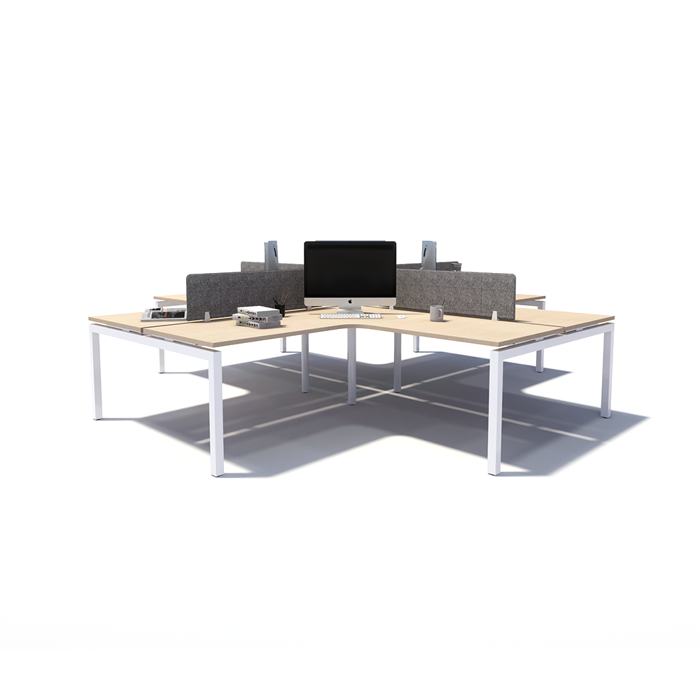 Gen Y 4-way 4 Person White Frame Workstation