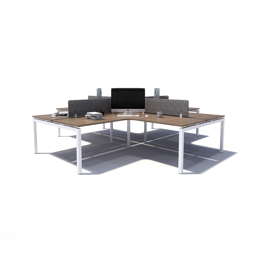 Gen Y 4-way 4 Person White Frame Workstation