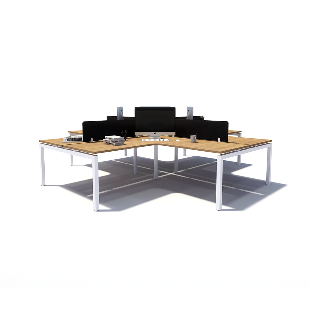 Gen Y 4-way 4 Person White Frame Workstation