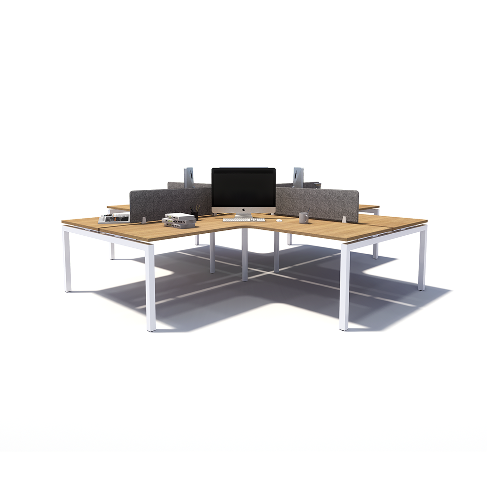Gen Y 4-way 4 Person White Frame Workstation
