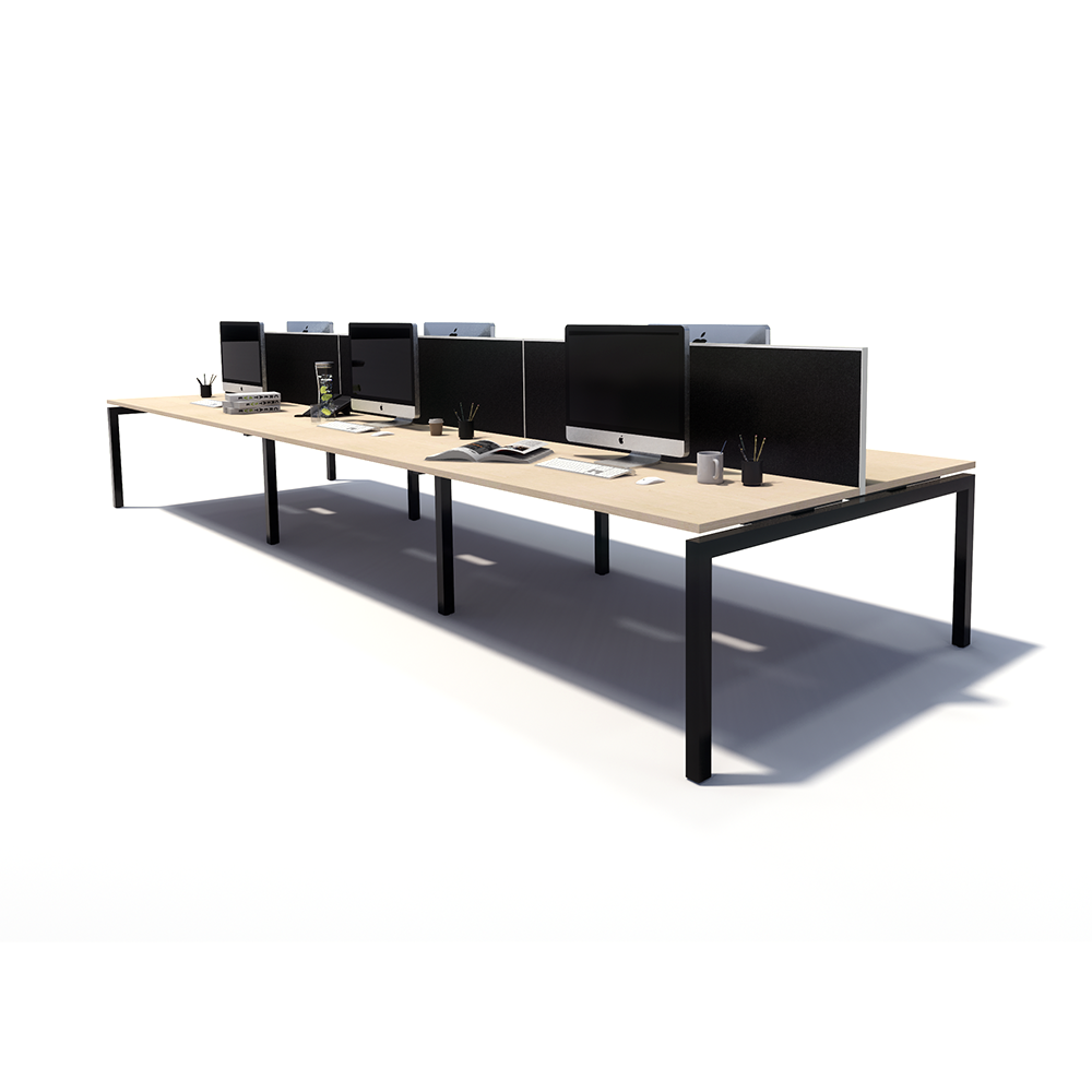 Gen Y 6 Person Back to Back Black Frame Workstation