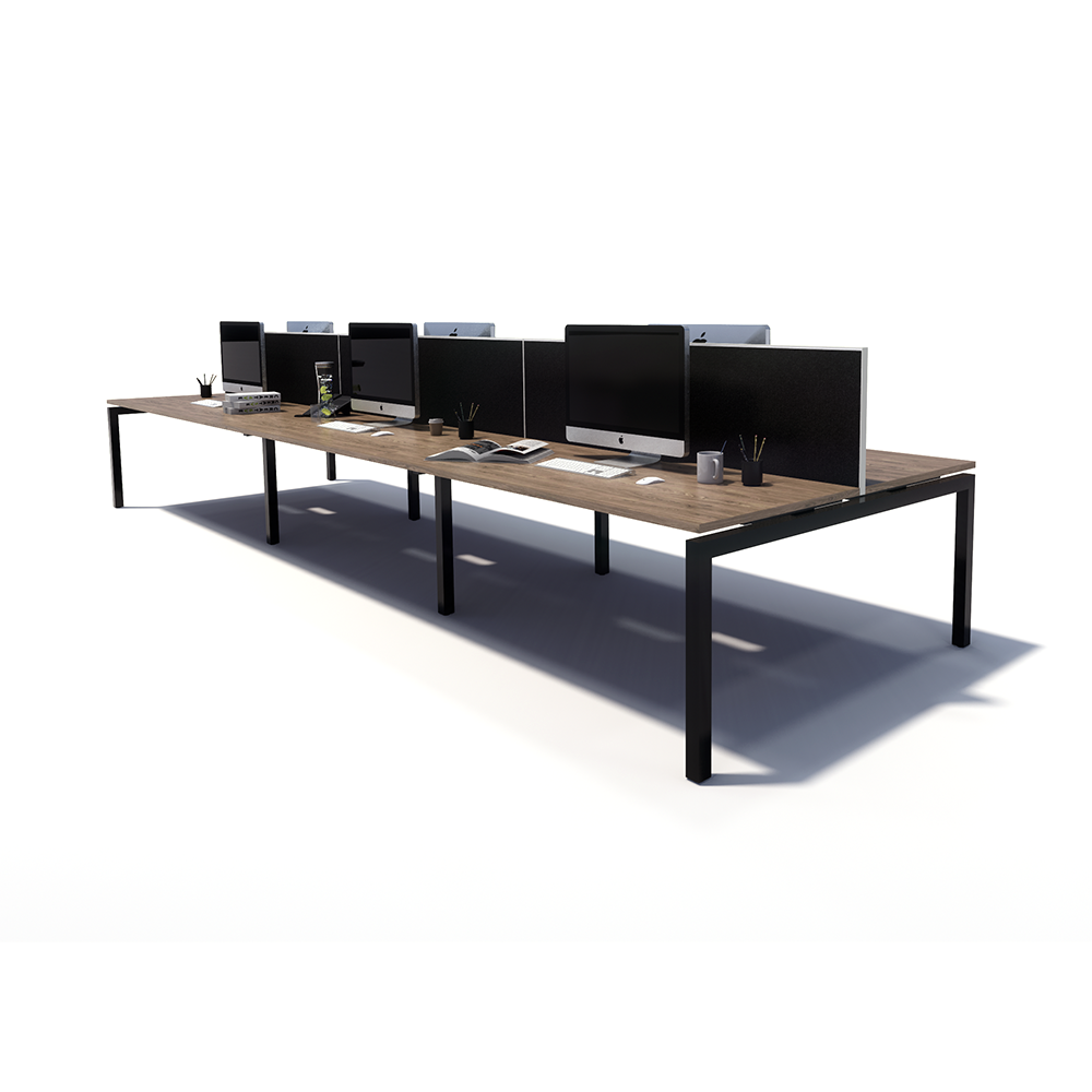 Gen Y 6 Person Back to Back Black Frame Workstation