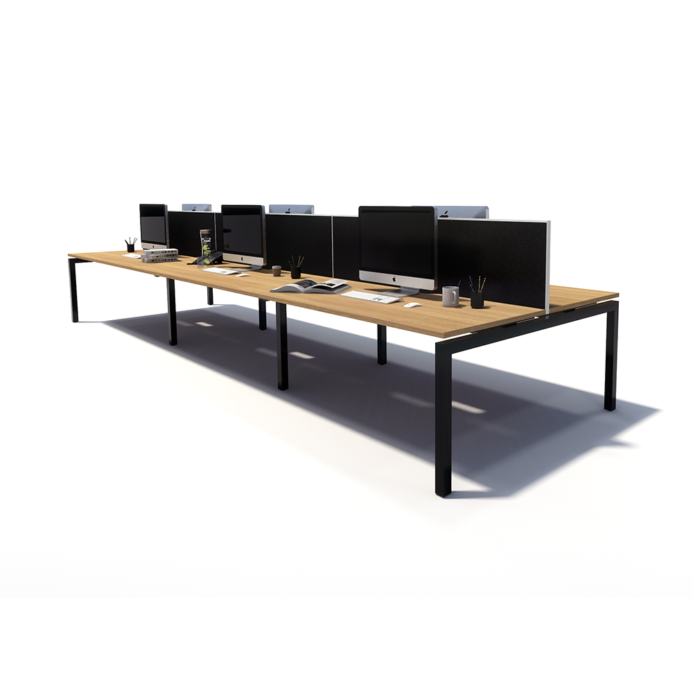 Gen Y 6 Person Back to Back Black Frame Workstation