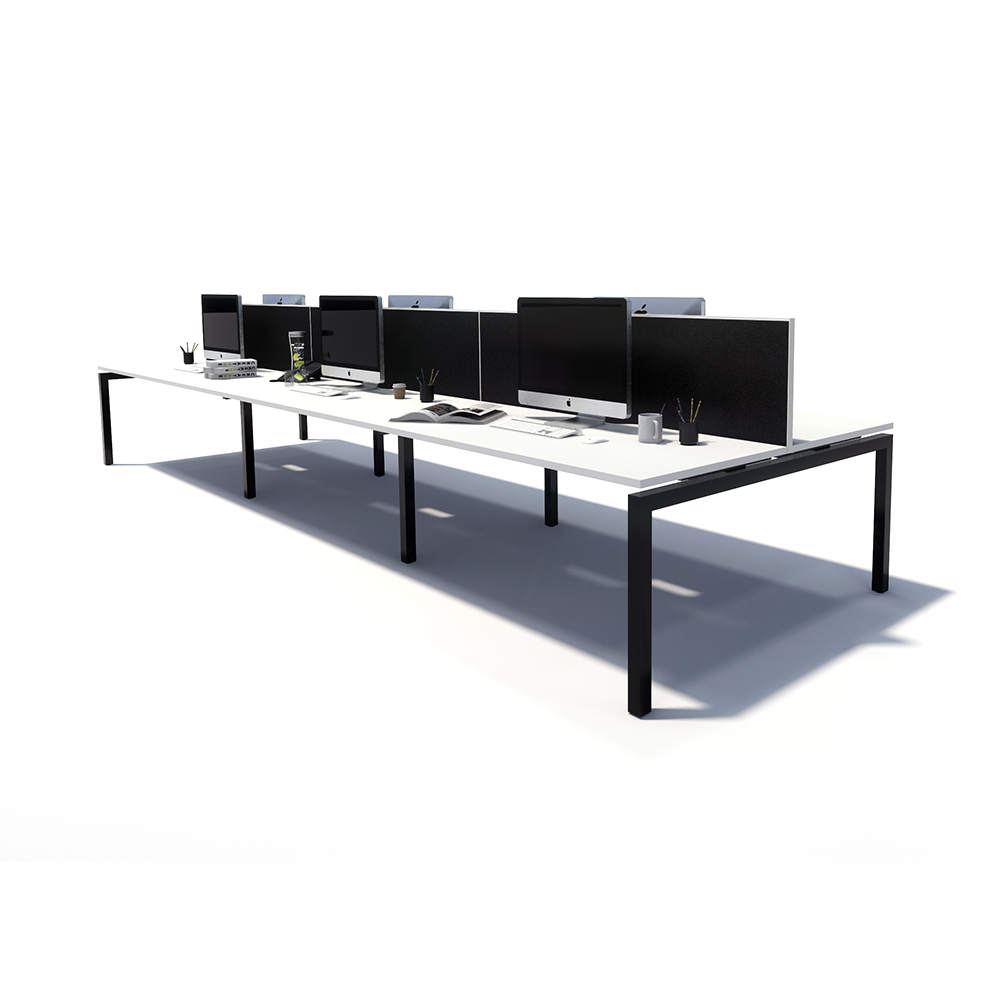 Gen Y 6 Person Back to Back Black Frame Workstation