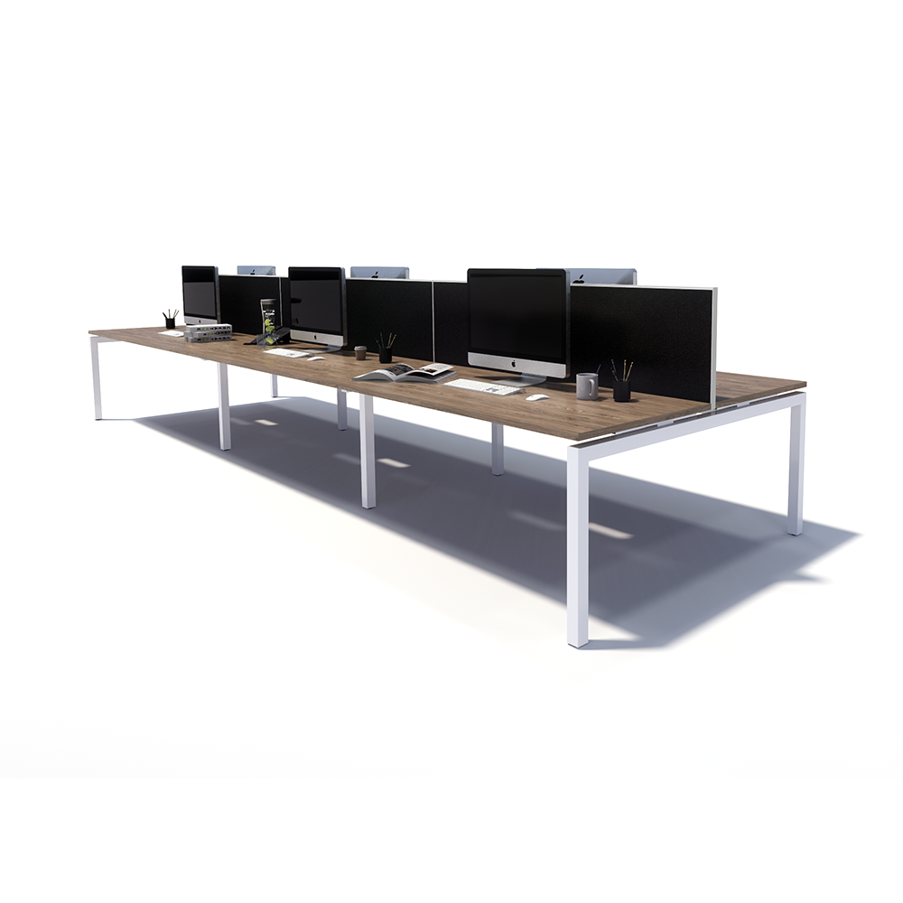 Gen Y 6 Person Back to Back White Frame Workstation