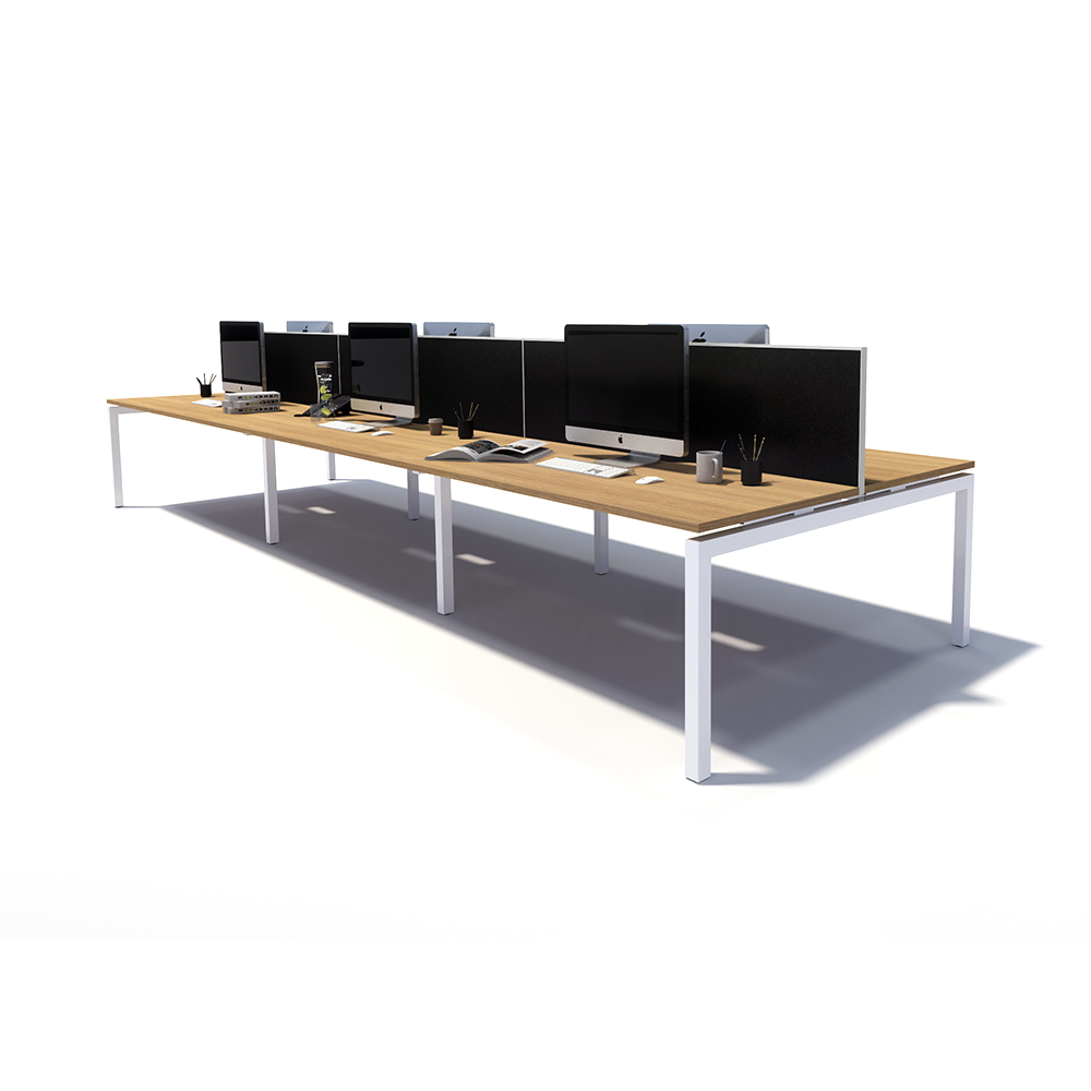 Gen Y 6 Person Back to Back White Frame Workstation