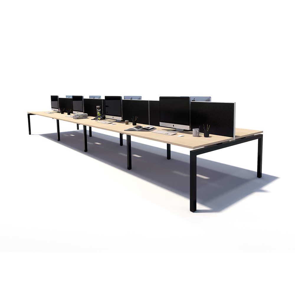 Gen Y 8 Person Back to Back Black Frame Workstation