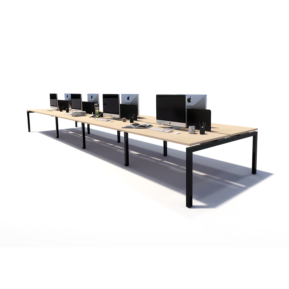 Gen Y 8 Person Back to Back Black Frame Workstation