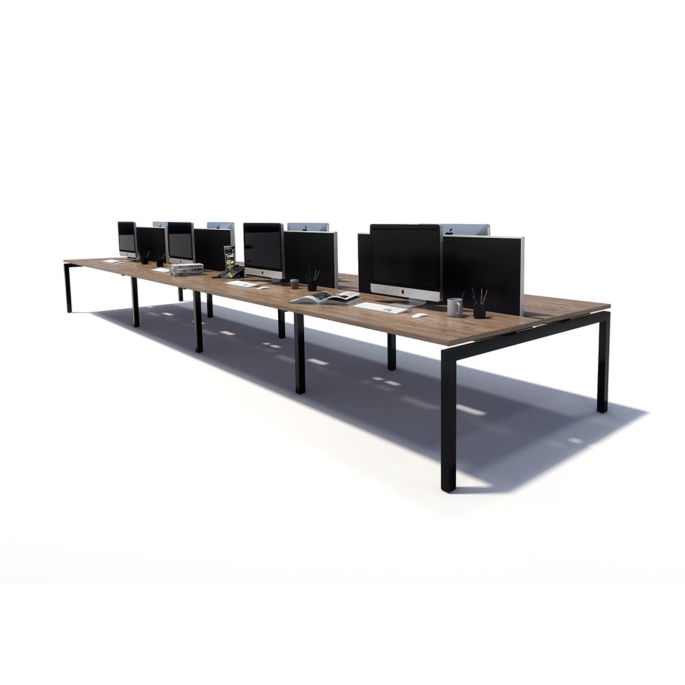 Gen Y 8 Person Back to Back Black Frame Workstation