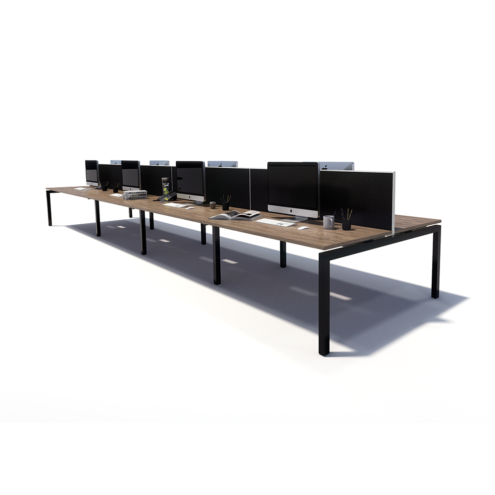 Gen Y 8 Person Back to Back Black Frame Workstation