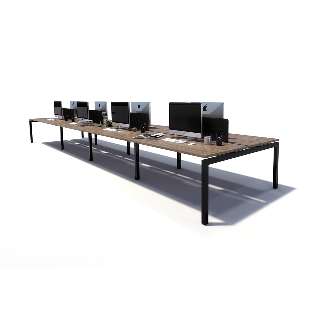 Gen Y 8 Person Back to Back Black Frame Workstation