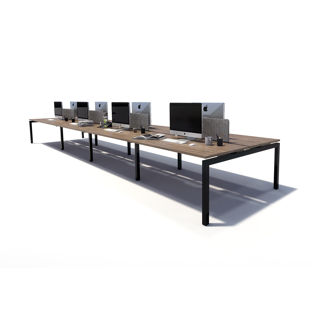 Gen Y 8 Person Back to Back Black Frame Workstation