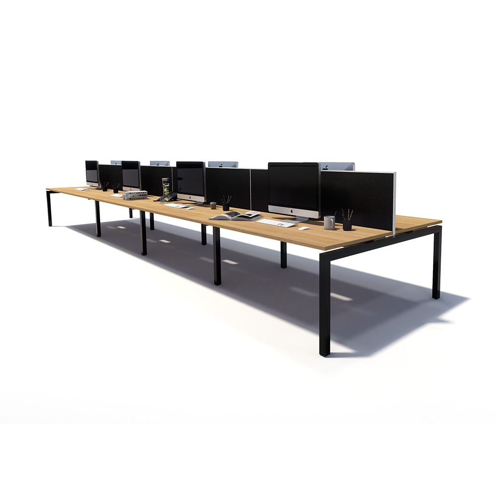 Gen Y 8 Person Back to Back Black Frame Workstation