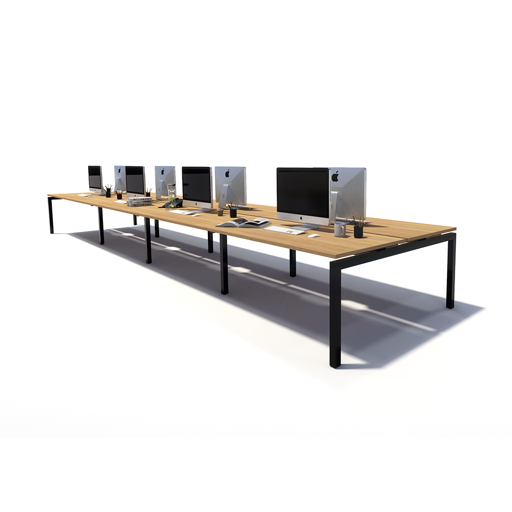 Gen Y 8 Person Back to Back Black Frame Workstation