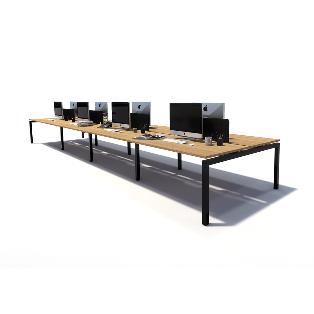 Gen Y 8 Person Back to Back Black Frame Workstation