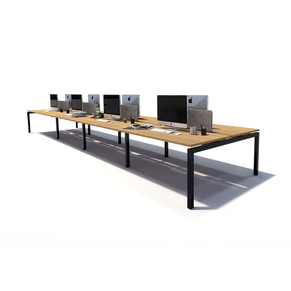 Gen Y 8 Person Back to Back Black Frame Workstation