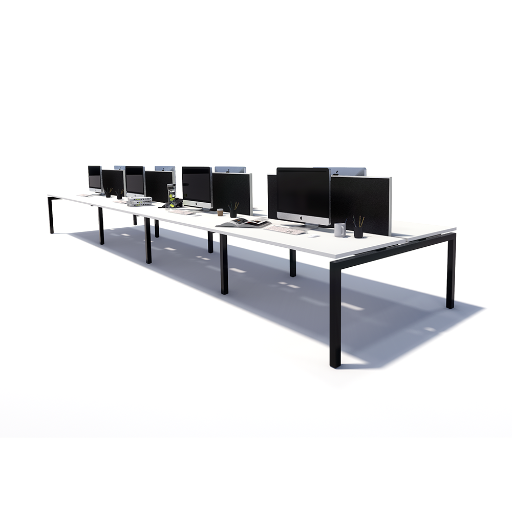 Gen Y 8 Person Back to Back Black Frame Workstation